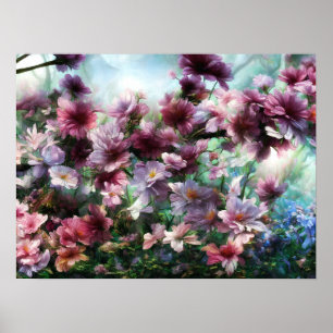 Cherry Blossom Splash Flowers Poster