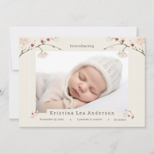 Cherry Blossom Spring Baby Birth Announcement