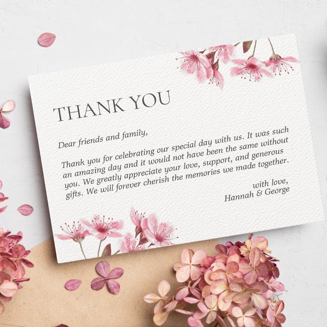 Cherry Blossom Spring Wedding Japanese Fuji Modern Thank You Card (Cherry Blossom Thank you Card)