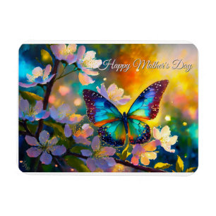 Cherry Blossom Sunrise Mother's Day Butterfly Magnet