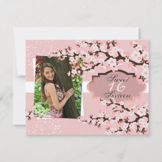 Cherry Blossom Sweet 16 Birthday Party Invitation