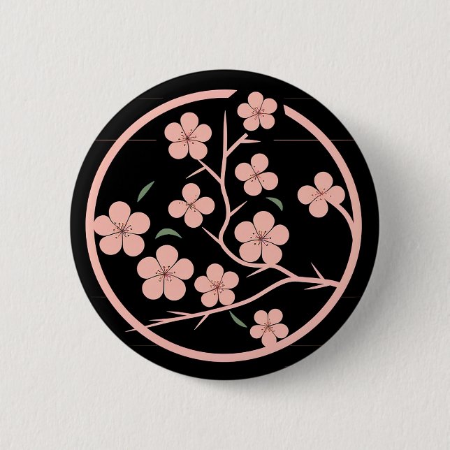 Cherry blossom symbol, minimalism, pink, Japanese  6 Cm Round Badge (Front)