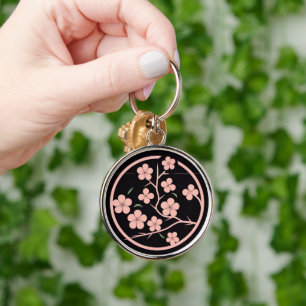 Cherry blossom symbol, minimalism, pink key ring