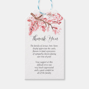 Cherry Blossom Sympathy Floral Funeral Thank you  Gift Tags