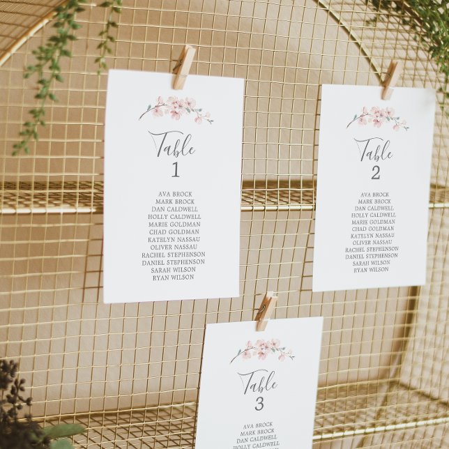 Cherry Blossom Table Number Seating Chart Cards (Creator Uploaded)