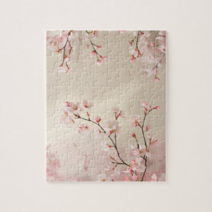 Cherry Blossom Tan Background Puzzle