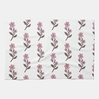 Cherry Blossom Tea Towel - White Pattern