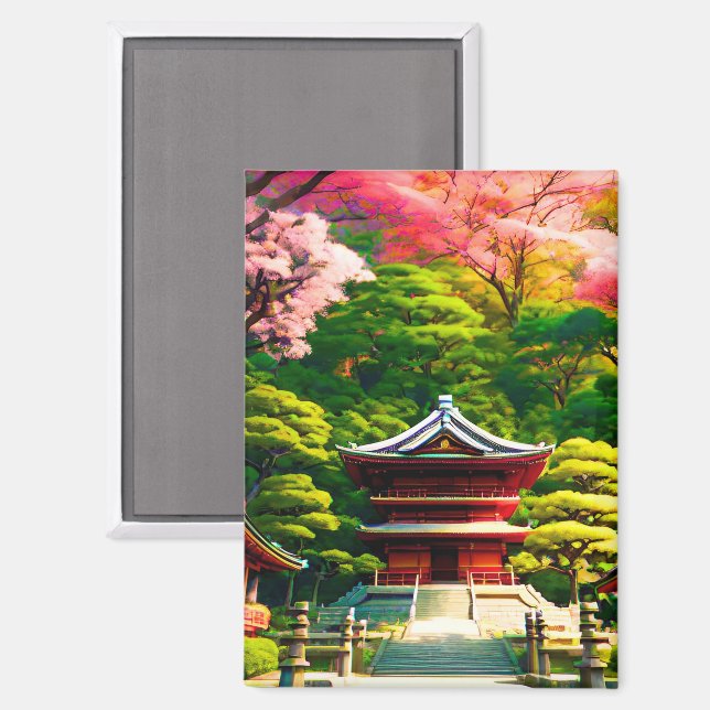 Cherry Blossom Temple  Magnet (Front/Back)