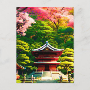 Cherry Blossom Temple  Postcard