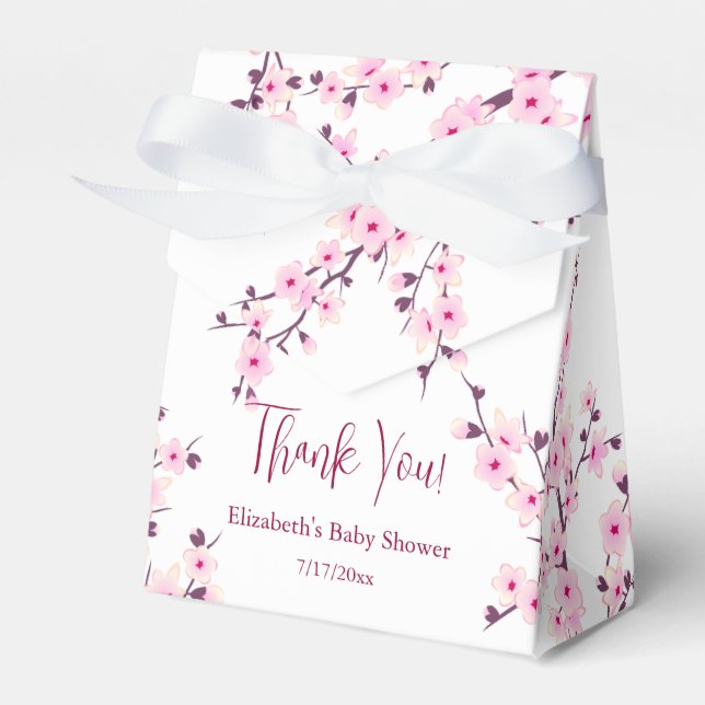 Cherry Blossom Thank You Baby Shower  Favour Box (Front Side)