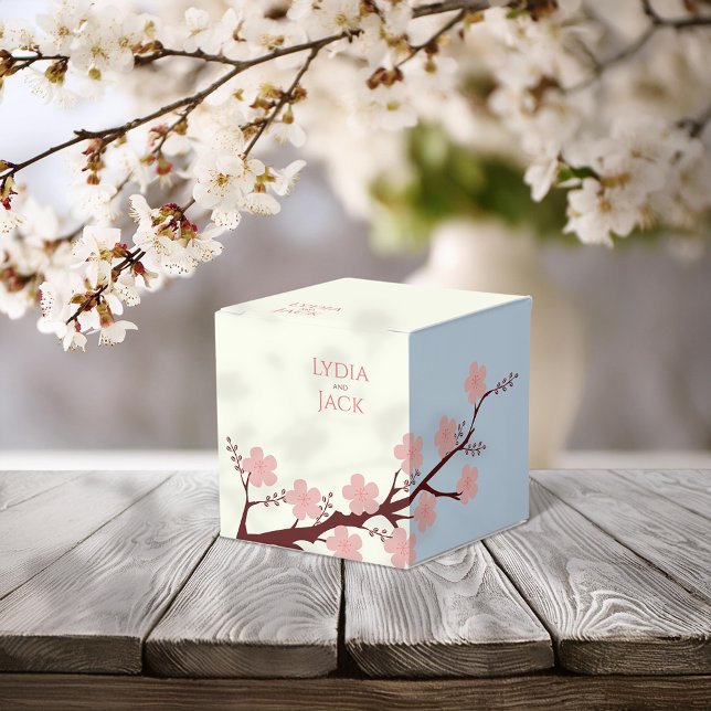 Cherry Blossom Themed Wedding Favour Box (Creator Uploaded)