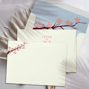 Cherry Blossom Themed Wedding Invitation Envelope