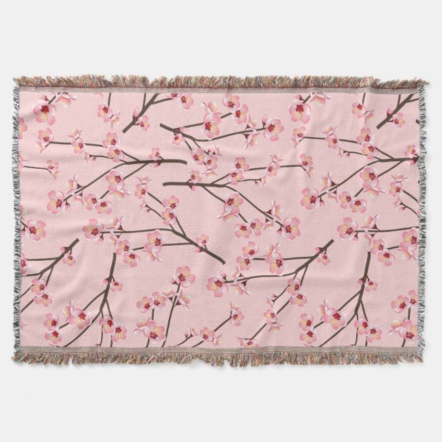 Cherry Blossom Throw Blanket (Front)
