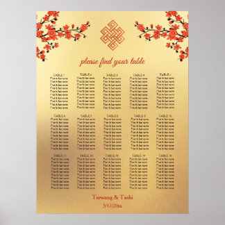 Cherry Blossom Tibetan Wedding Seating Chart
