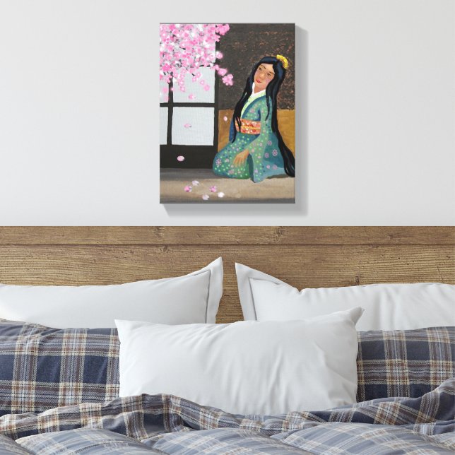 Cherry blossom time canvas print (Insitu(Bedroom))