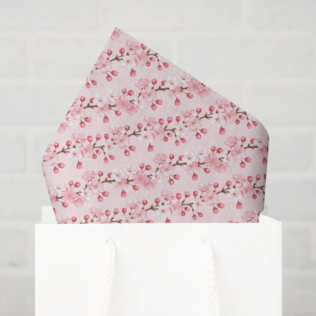 Cherry Blossom Tissue Paper, Decoupage Pink Sakura Paper (Gift Bag)