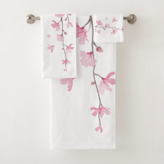 Cherry Blossom - Transparent Background Bath Towel Set