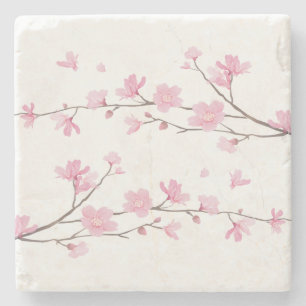 Cherry Blossom - Transparent Background Stone Coaster