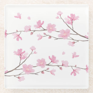 Cherry Blossom - Transparent Glass Coaster
