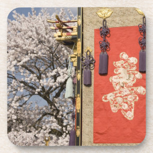 Cherry blossom tree and silk tapestry of coaster