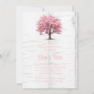 Cherry Blossom Tree Bark Engagement Party Invitation