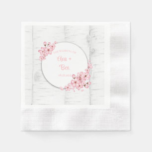 Cherry Blossom Tree Bark Wedding Napkin