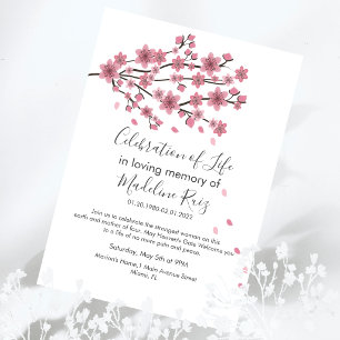 Cherry Blossom Tree Blush Celebration of Life  Invitation