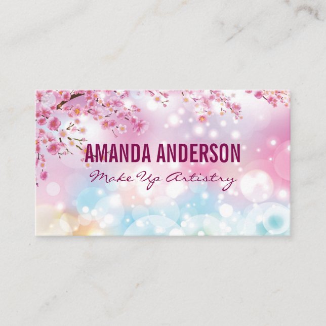 Cherry Blossom Tree | Boke | Sparkle Business Card (Front)