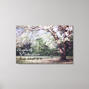 Cherry Blossom Tree Bride and Groom Personalised Canvas Print