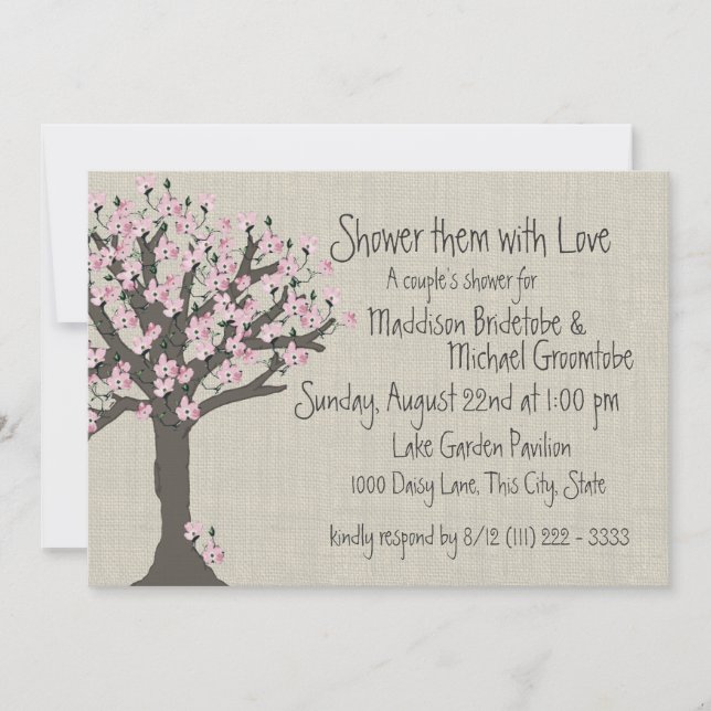 Cherry Blossom Tree Couples Shower Invitation (Front)