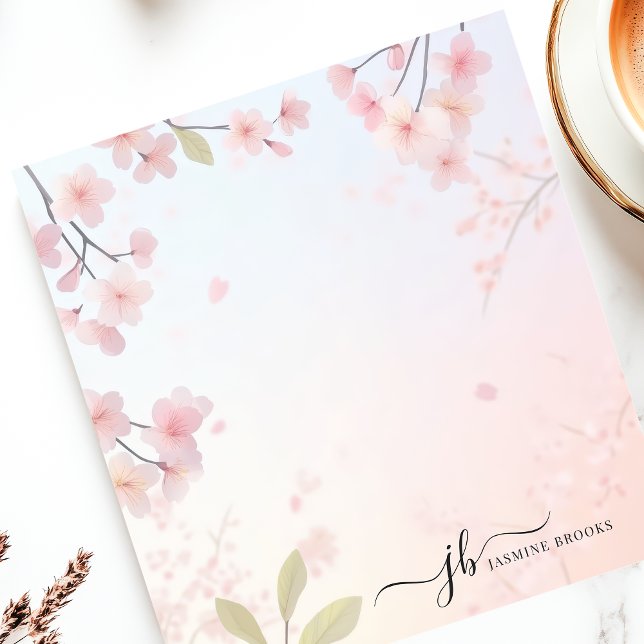 Cherry Blossom Tree Japanese Floral Personalised Notepad (Creator Uploaded)