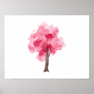 Cherry Blossom Tree Pink Watercolor Poster