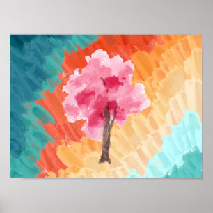 Cherry Blossom Tree Pink Watercolor  Poster