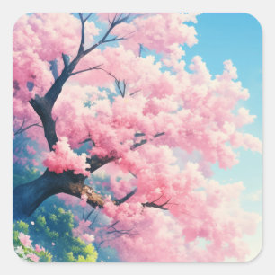 Cherry Blossom Tree Square Sticker