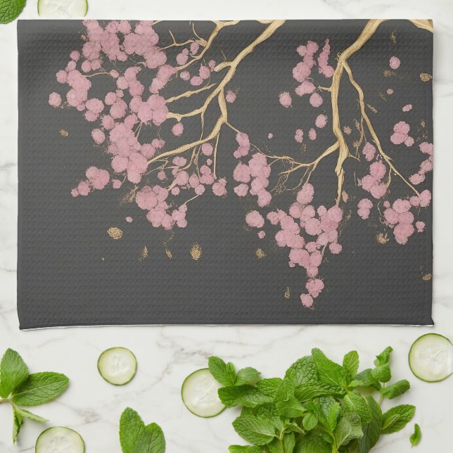 Cherry Blossom Tree Tea Towel (Folded)
