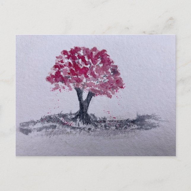 Cherry Blossom Tree Watercolour original artwork Postcard (Front)