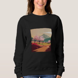 cherry blossom trees country side mountain minimal sweatshirt