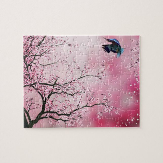 Cherry Blossom trees & Hummingbird Puzzle (Horizontal)