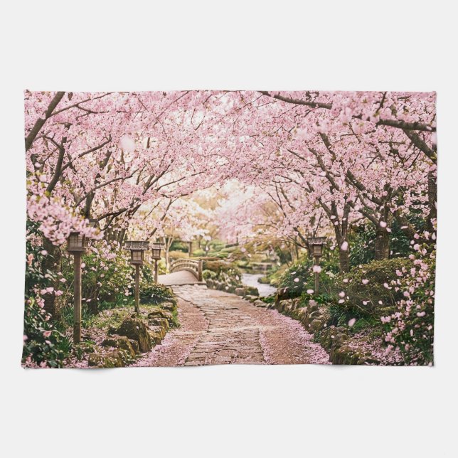 Cherry Blossom Trees Tea Towel (Horizontal)