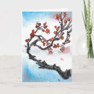 Cherry Blossom Twist Blank Card Full