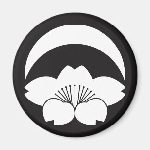 Cherry blossom under crescent moon magnet