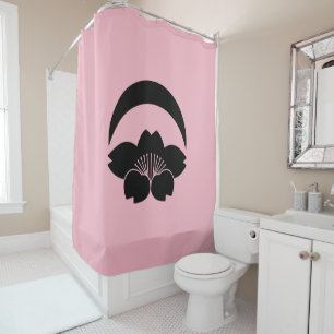 Cherry blossom under crescent moon shower curtain