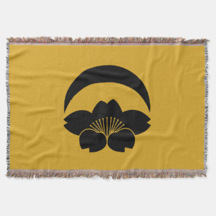 Cherry blossom under crescent moon throw blanket