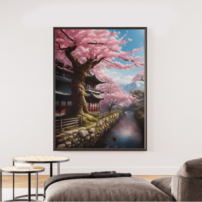 Cherry Blossom Unframed Poster (poster wall, cherry blossom on posters, poster wall adhesive, poster wall art, cherry blossom poster)