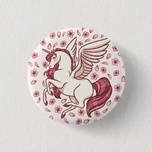 Cherry Blossom Unicorn 3 Cm Round Badge