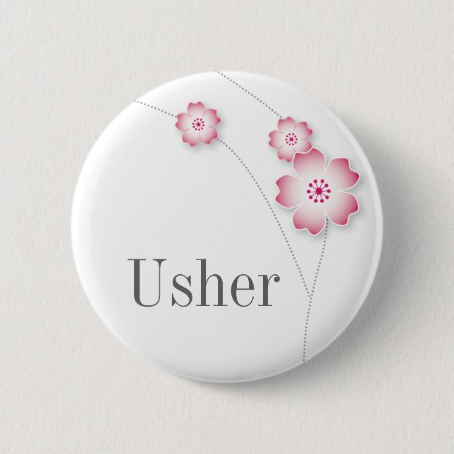 Cherry Blossom Usher Button (Front)