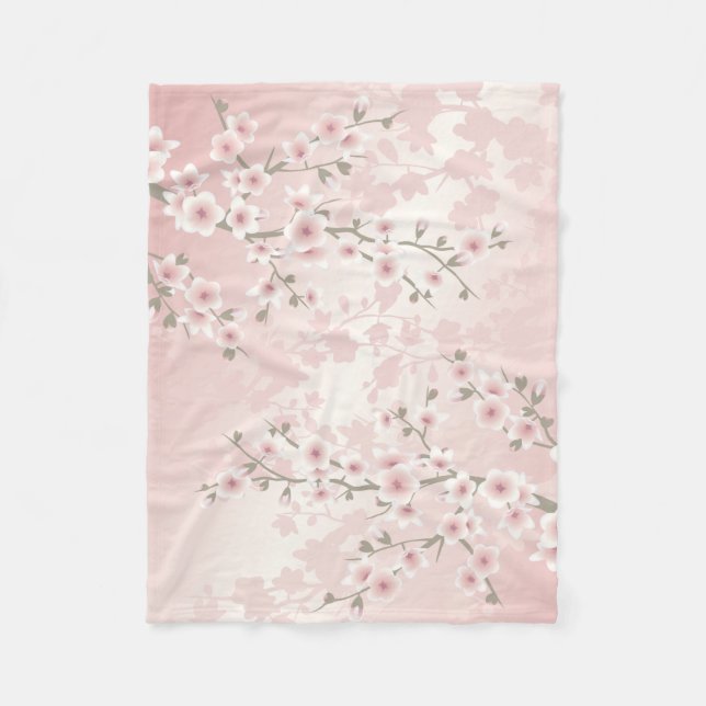 Cherry Blossom  Vintage Coquette Aesthetic Fleece Blanket (Front)
