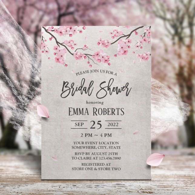 Cherry Blossom Vintage Floral Bridal Shower Invitation (Creator Uploaded)