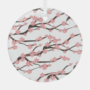 Cherry Blossom: Vintage White Seamless. Glass Tree Decoration