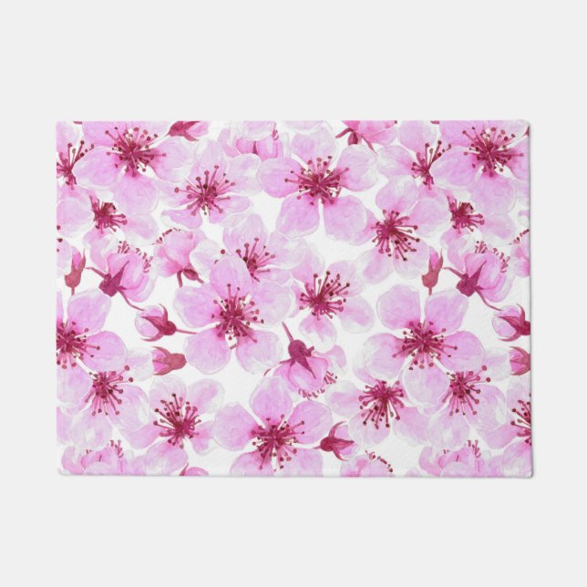 Cherry blossom watercolor doormat (Front)